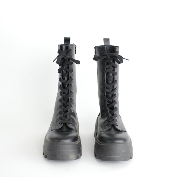 Chunky Platform Boots Goth Industrial Rave Club Kid Vegan Faux Leather Shoes 8 - Picture 4 of 11